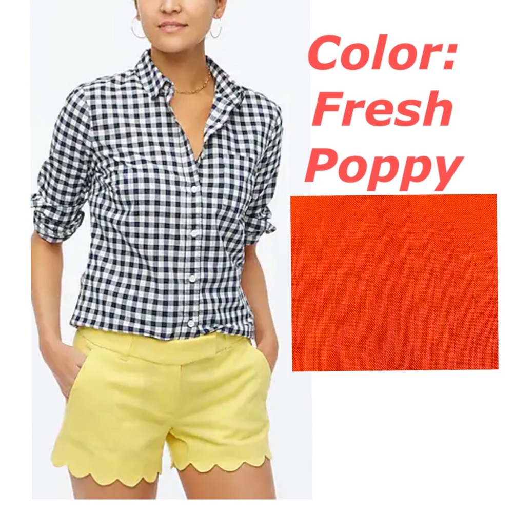 🆕 NWT JCrew 4” Linen-Cotton Scalloped Shorts - 8